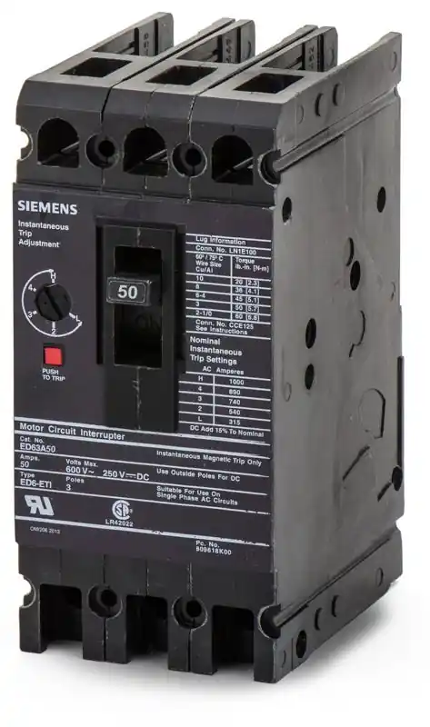 Siemens ED63A050 - 50A 3 Pole Motor Circuit Protector Get Yours