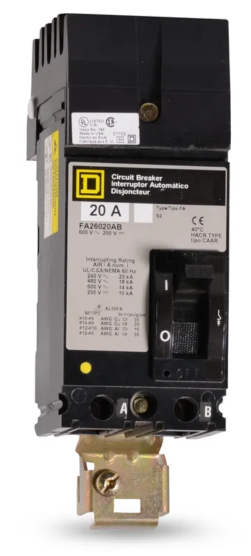 Square D FA26020AB - 20A 2 Pole Molded Case Circuit Breaker New Release
