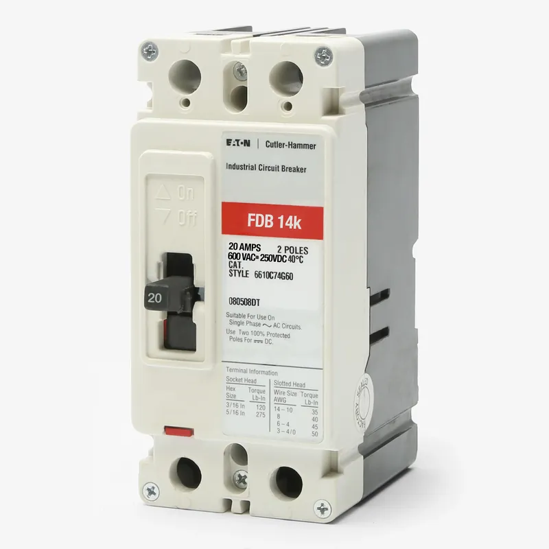 Crafted Eaton / Cutler-Hammer FDB2020 - 20A 2 Pole Molded Case Circuit Breaker