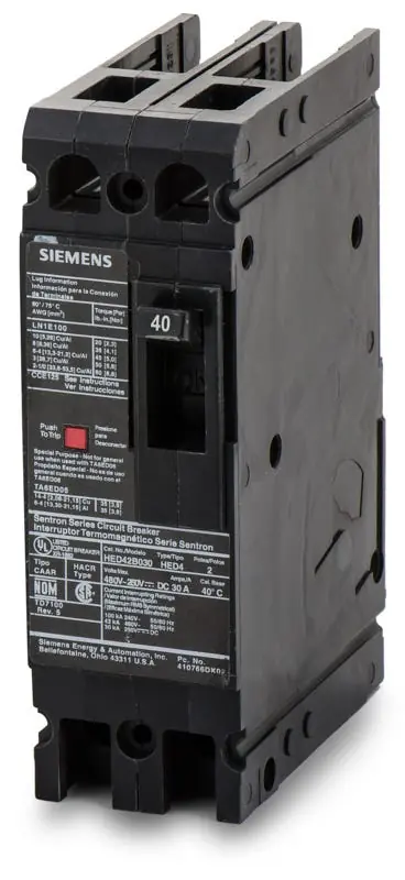 Siemens HED42B040 - 40A 2 Pole Molded Case Circuit Breaker Authentic