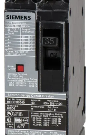 Buy Today Siemens HHED62B035 - 35A 2 Pole Molded Case Circuit Breaker