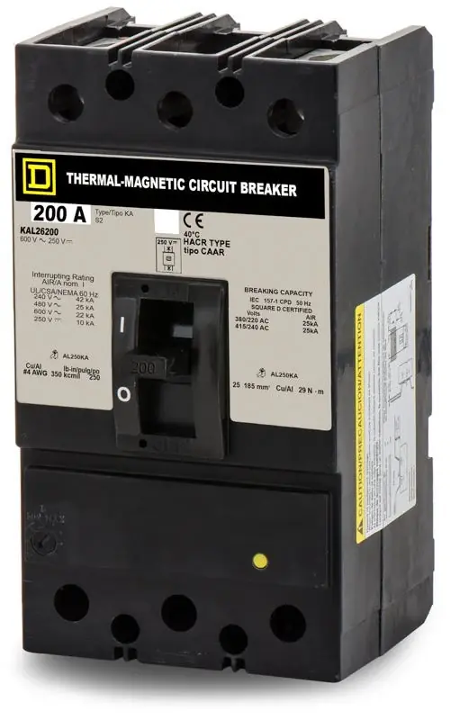 Square D KAL26200 - 200A 2 Pole Molded Case Circuit Breaker Save Now