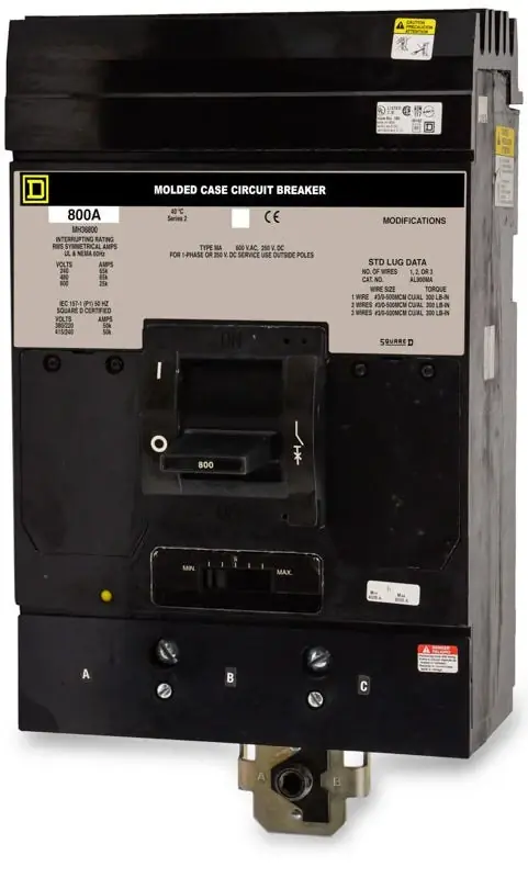 High Quality Square D MH36800 - 800A 3 Pole Molded Case Circuit Breaker