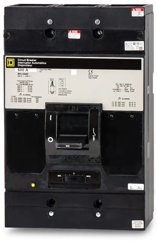 Must Have Square D MHL36600 - 600A 3 Pole Molded Case Circuit Breaker