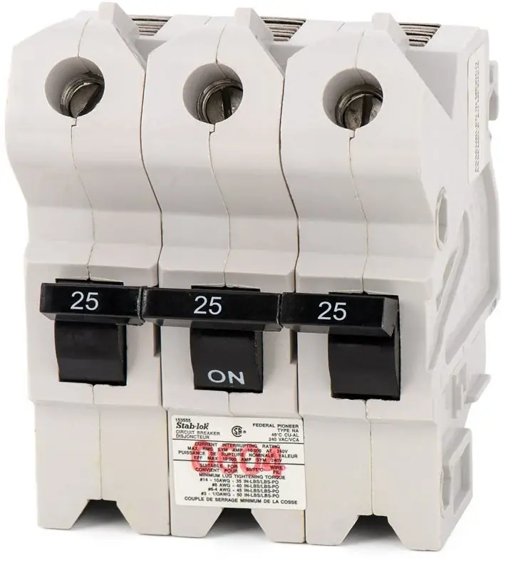 Federal Pacific NA3P25 - 25A 3 Pole Miniature Circuit Breaker Instant Buy