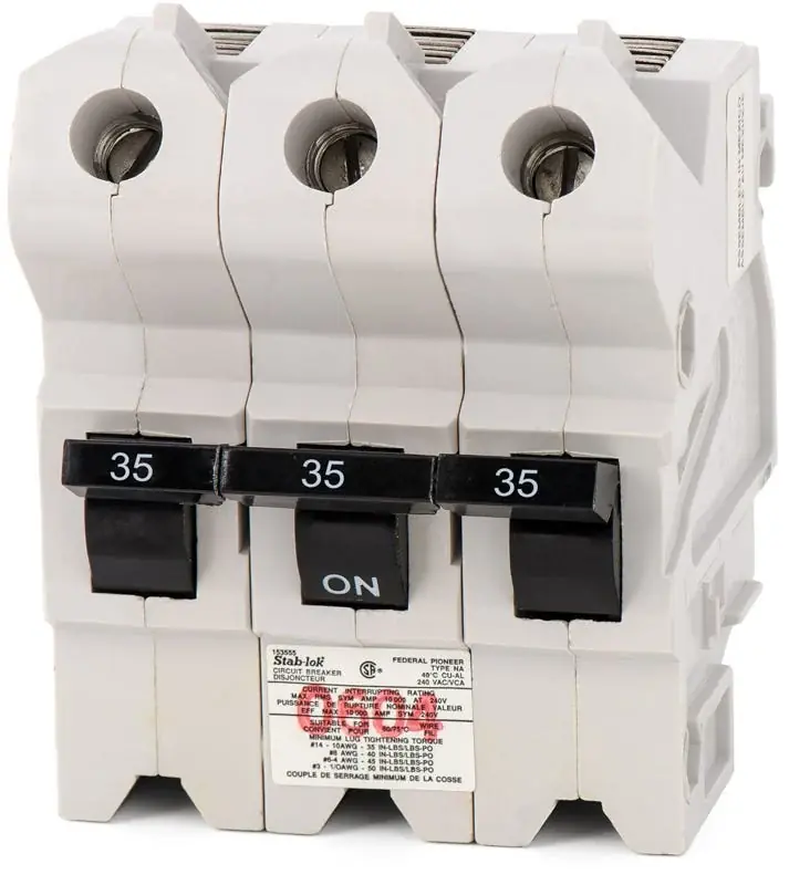 Free Returns Federal Pacific NA3P35 - 35A 3 Pole Miniature Circuit Breaker