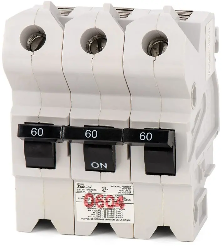 Federal Pacific NA3P60 - 60A 3 Pole Miniature Circuit Breaker Certified