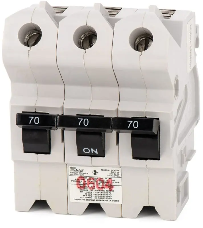 Federal Pacific NA3P70 - 70A 3 Pole Miniature Circuit Breaker Order Now