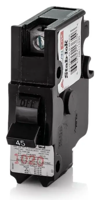 Federal Pacific NB111045 - 45A 1 Pole Miniature Circuit Breaker Big Sale