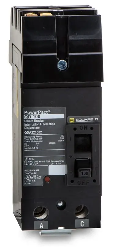 Place Order Square D QDA221002 - 100A 2 Pole Molded Case Circuit Breaker