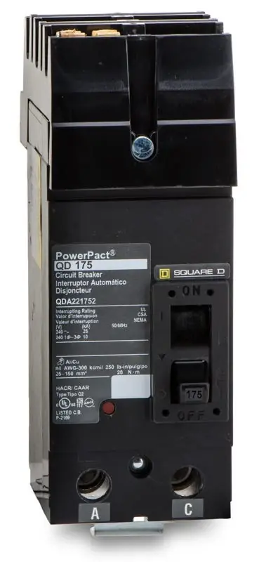 High Quality Square D QDA221752 - 175A 2 Pole Molded Case Circuit Breaker