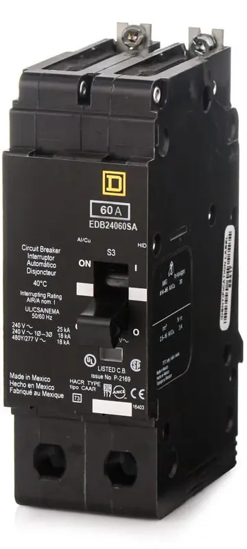 Flash Sale Square D EDB24060SA - 60A 2 Pole Molded Case Circuit Breaker