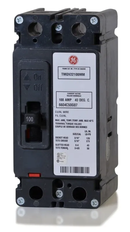 ABB / General Electric TMQV22100MM - 100A 2 Pole Molded Case Circuit Breaker Certified