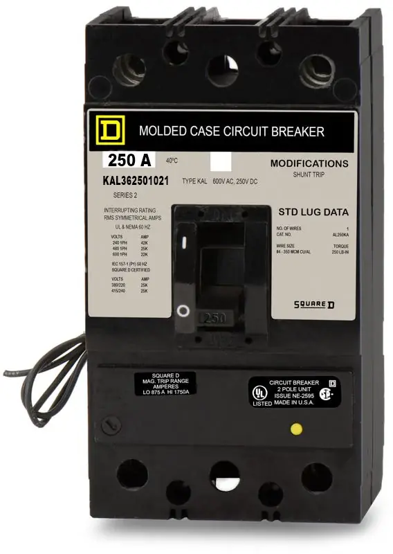 Fast Shipping Square D KAL36250-1021 - 250A 3 Pole Molded Case Circuit Breaker