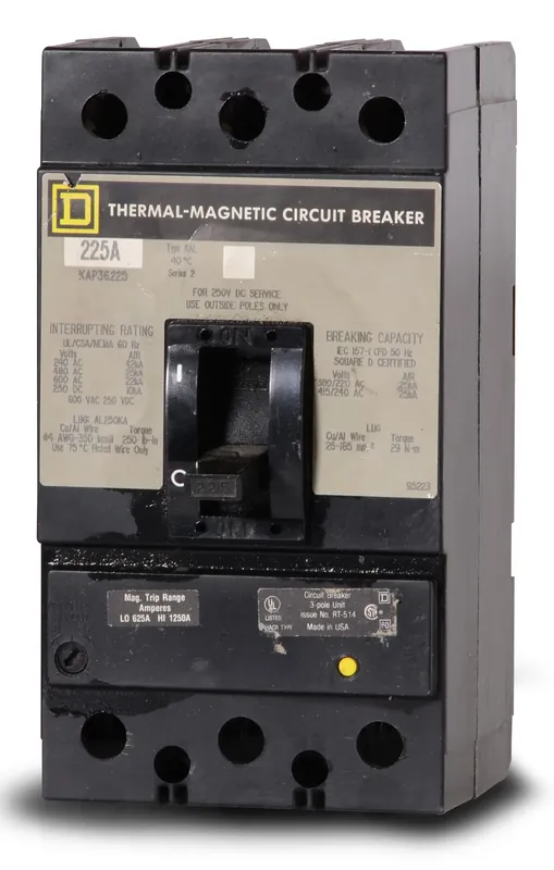 Free Returns Square D KAP36225 - 225A 3 Pole Molded Case Circuit Breaker