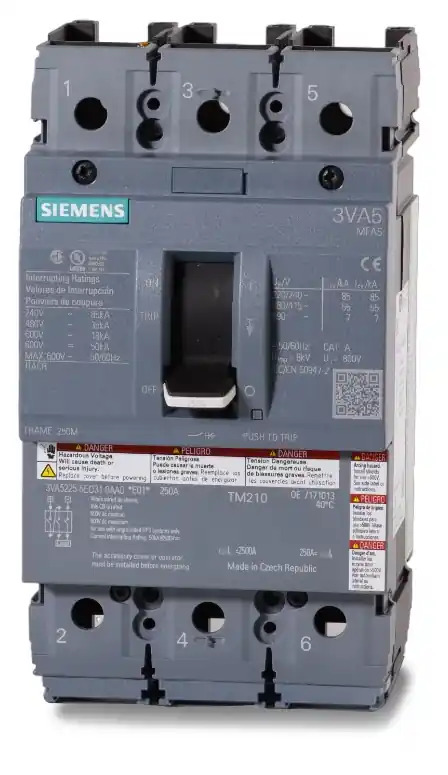 Order Now Siemens 3VA5225-5ED31-0AA0 - 250A 3 Pole Molded Case Circuit Breaker