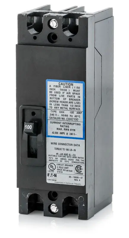 Fresh Stock Eaton / Cutler-Hammer CHH2100 - 100A 2 Pole Molded Case Circuit Breaker