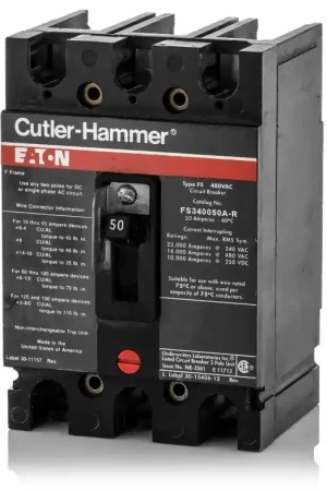 Top Pick Eaton / Cutler-Hammer FS340050A - 50A 3 Pole Molded Case Circuit Breaker