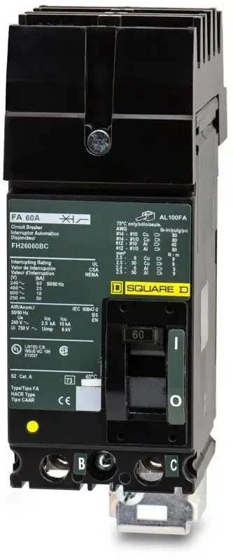Top Pick Square D FH26060BC - 60A 2 Pole Molded Case Circuit Breaker