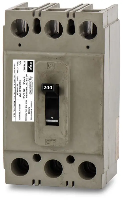 Must Have Federal Pacific HEJ233200 - 200A 3 Pole Molded Case Circuit Breaker
