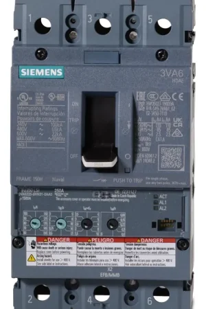 Crafted Siemens 3VA6225-6HN31-0AA0 - 250A 3 Pole Molded Case Circuit Breaker
