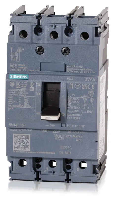 Best Choice Siemens 3VA5222-6ED31-0AA0 - 225A 3 Pole Molded Case Circuit Breaker