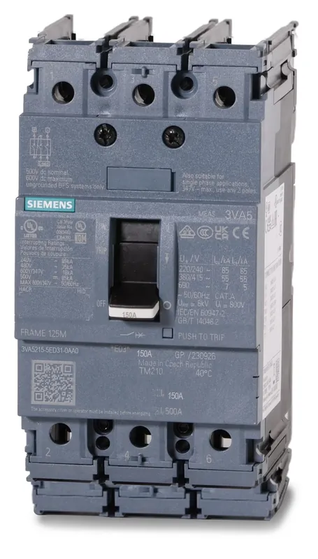 Genuine Siemens 3VA5215-5ED31-0AA0 - 150A 3 Pole Molded Case Circuit Breaker