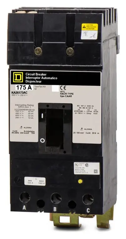 Special Discount Square D KA26175AC - 175A 2 Pole Molded Case Circuit Breaker