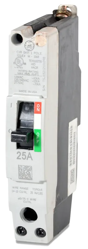 ABB / General Electric TEYH1025B - 25A 1 Pole Miniature Circuit Breaker Bargain