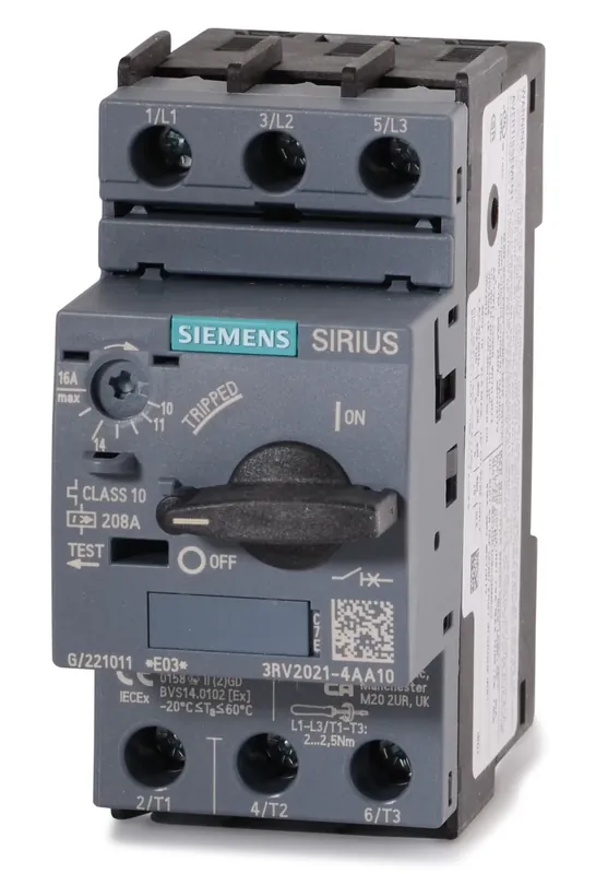 Today Only Siemens 3RV2021-4AA10 - 16A 3 Pole Motor Protection Circuit Breaker