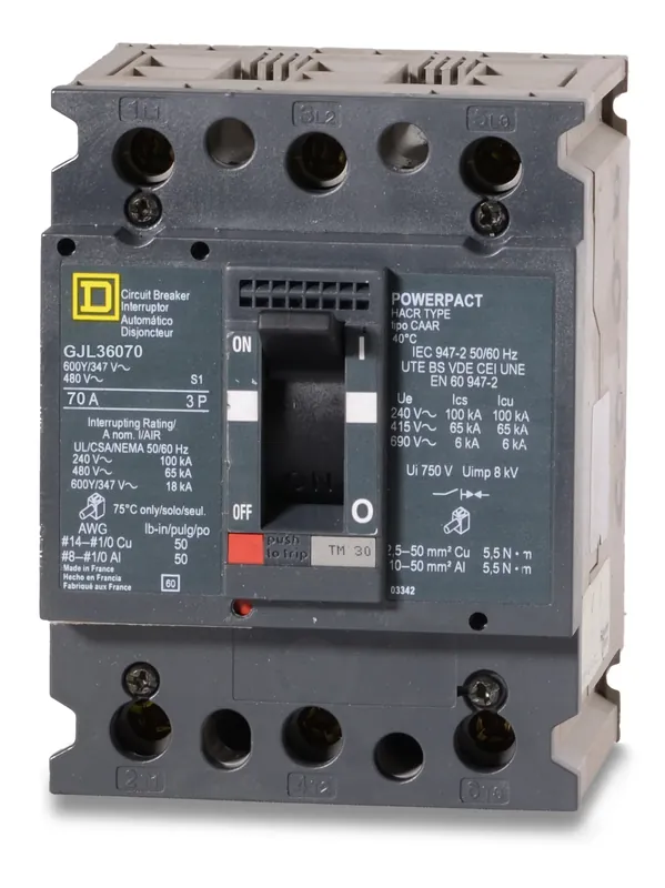 Place Order Square D GJL36070 - 70A 3 Pole Molded Case Circuit Breaker