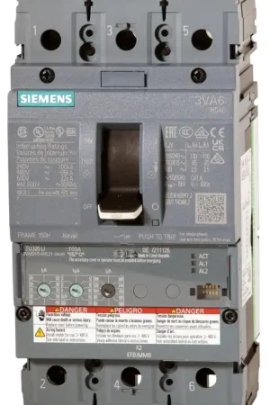 Trending Siemens 3VA6210-6HL31-0AA0 - 100A 3 Pole Molded Case Circuit Breaker