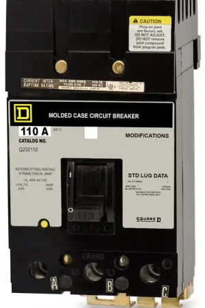 Brand New Square D Q232110 - 110A 3 Pole Molded Case Circuit Breaker