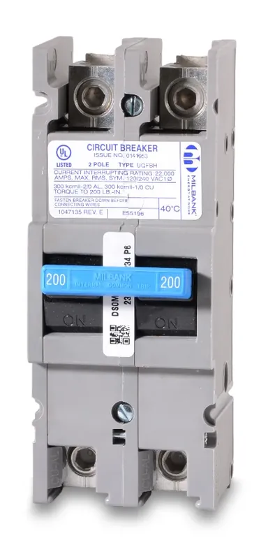 Limited Time Milbank UQFBH-200 2 Pole Circuit Breaker
