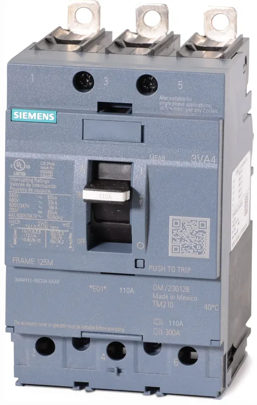 Last Chance Siemens 3VA4111-5ED34-0AA0 - 110A 3 Pole Molded Case Circuit Breaker