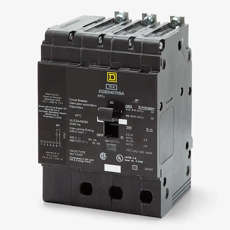 Authentic Square D EGB34070SA - 70A 3 Pole Molded Case Circuit Breaker