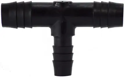 Crafted Midland Metal 33435B Reducing Tee, Plastic Hose Barbs, 3/4x1/2 Blk Poly Red Hb Branch T, Plastic Fittings