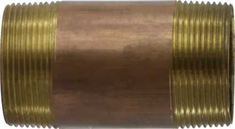 Midland Metal 40181 Seamless Pipe Nipple, 2-1/2 in MPT x 2-1/2 in MPT, 3 in, Brass Final Sale