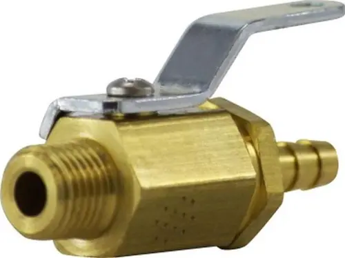 Shop Now Midland Metal 46988 Miniature Ball Valve with Handle and Nut, 3/8 in Nominal, Hose Barbed x MIP