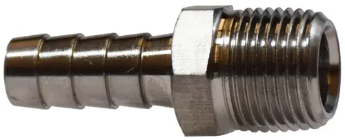 While Supplies Last Midland Metal 32003SS Straight Adapter, 3/16 in Hose Barbed x 1/4 in MIP, Stainless Steel