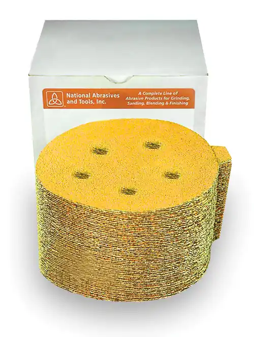 Clearance Alfa Tools PTAG50400 5" x 0 40G Psa Paper Disc, Aluminum Oxide Gold, Tabbed, 50/Box