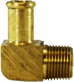 Midland Metal 32190 90 deg Elbow, 3/4 in Bubble Barbed x 1/2 in MIP, Brass Latest