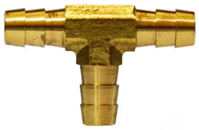 Authentic Midland Metal 32367 Tee, 1/8 in Hose Barbed x 1/8 in Hose Barbed x 1/8 in Hose Barbed, Brass