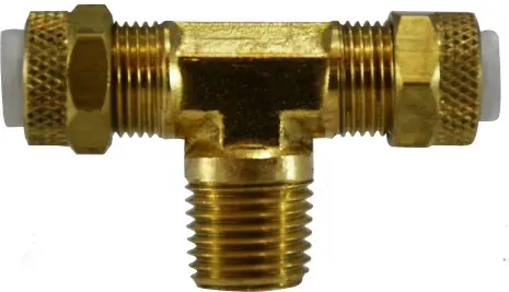 Top Rated Midland Metal Poly-Flo 20319 Branch Tee, 1/4 in Tube OD x 1/4 in Tube OD x 1/8 in MNPTF, Brass