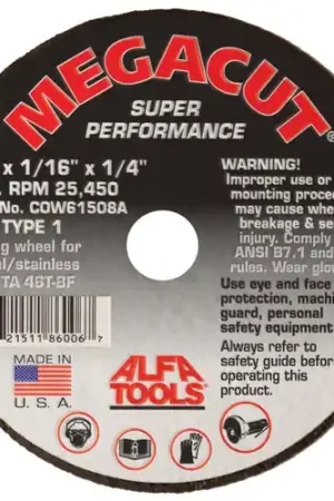 Weekend Sale Alfa Tools COW61510A 4 x 1/16 x 1/4 Type 1 Cut-Off Wheel, 50 Pack