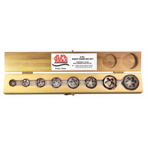 Alfa Tools TDS8LF 8 pc Carbon Steel Left Hand Die Set Nf 1/4-3/4 Special Offer