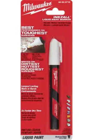 Hassle-Free Returns Milwaukee Tool 48-22-3712 INKZALL White Liquid Paint Marker
