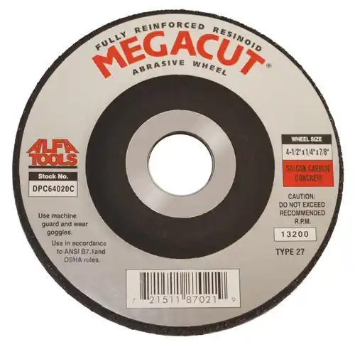 Hot Picks Alfa Tools DPC64020C 4-1/2 x 1/4 x 7/8 Silicon Carbide Type 27 Depressed Center Wheel, 25 Pack