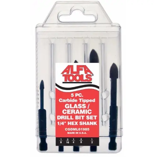Alfa Tools CGDML61985 5 pc Monolock Spear Pointed Glass Drill Set Direct From Factory