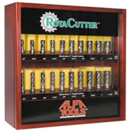 Fast Shipping Alfa Tools ROTA100 100 pc HSS Rotacutter Display Cabinet